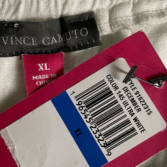 Vince Camuto Asymmetric Wide Leg Linen Blend Pants in Ultra White Size XL NEW - Picture 10 of 10